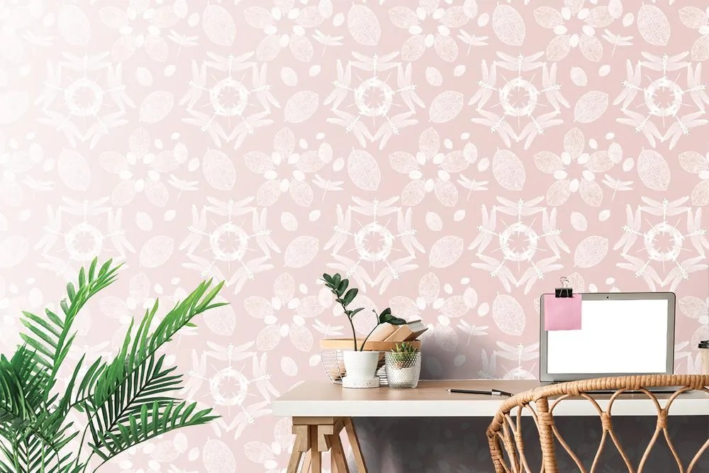 Carta da parati – Libellule rosa nel cerchio Mandala