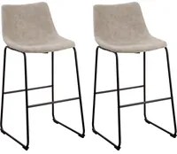 Set di 2 sgabelli da bar rivestimento in tessuto beige gambe in metallo Nero poggiapiedi industriale