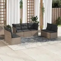 Set Divani da Giardino 7 pz con Cuscini Grigio in Polyrattan 3217410