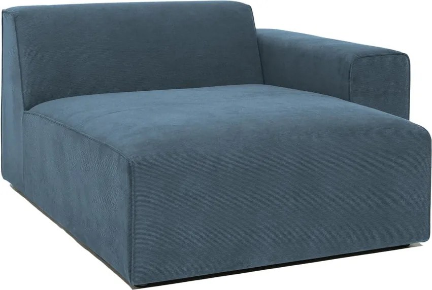 Divano componibile blu (con penisola a destra) con rivestimento in velluto a coste Sting – Scandic