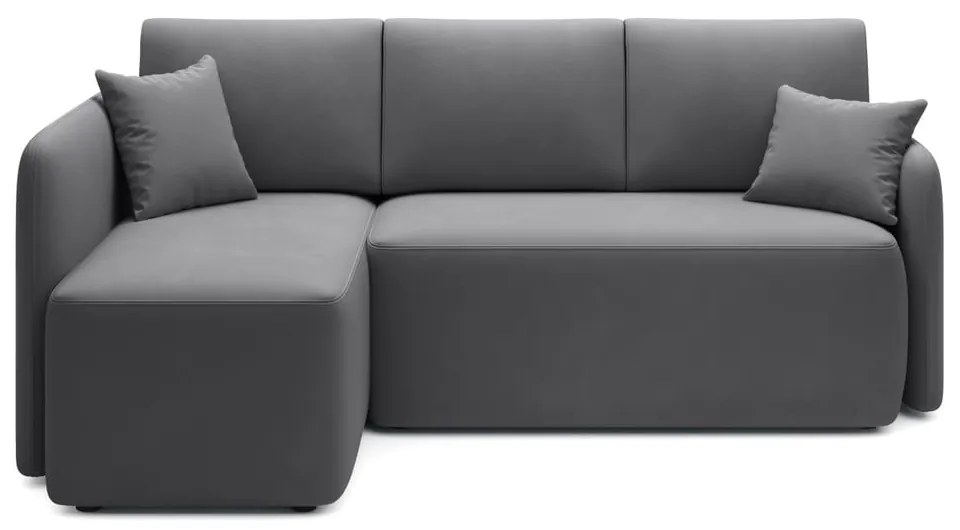 Divano angolare grigio tortora allungabile/con contenitore (con penisola a sinistra/con chaise lounge) con rivestimento in velluto Hadson – ELTAP