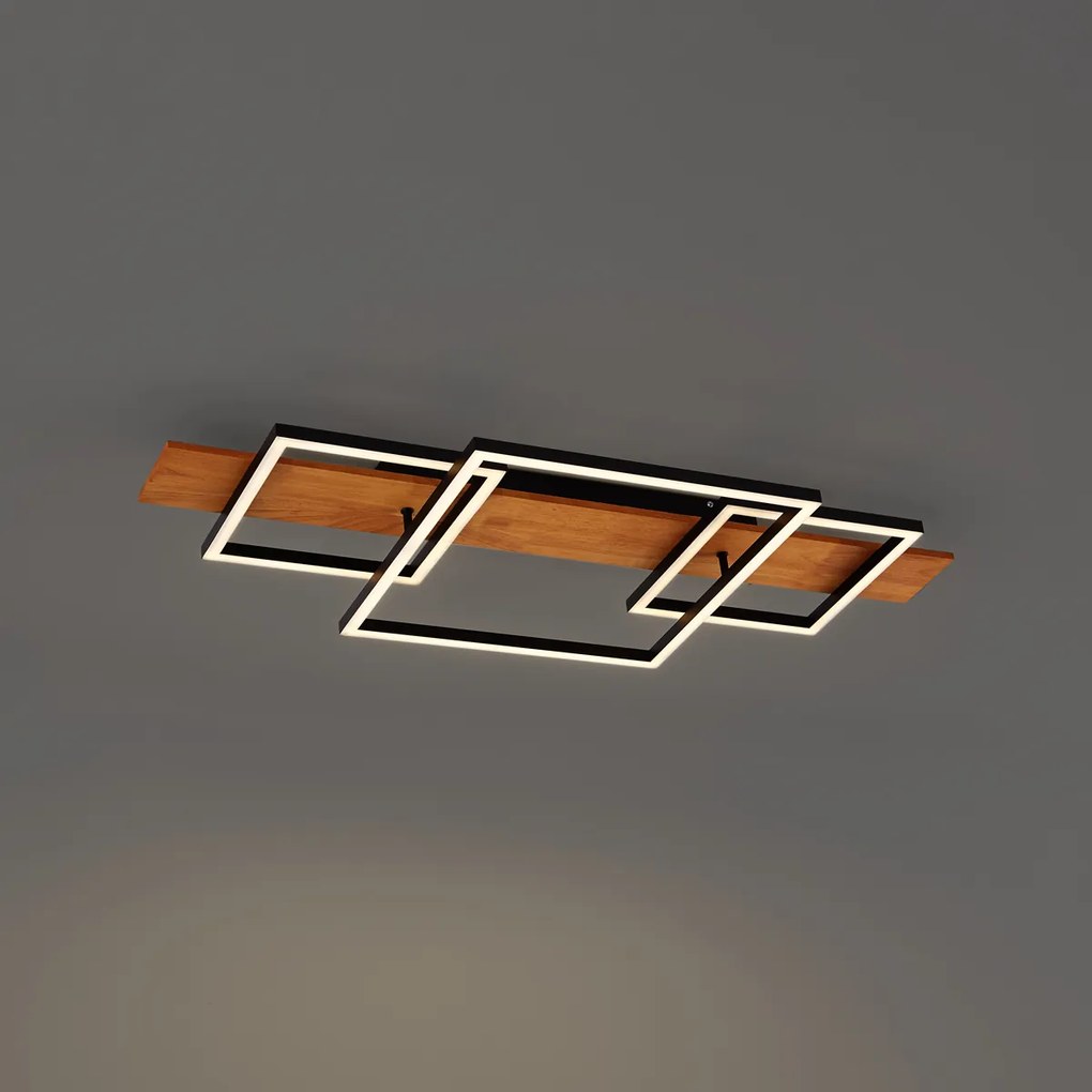 Plafoniera di design nera quadrata con LED dimmerabile a 3 livelli 3 luci - Nimue