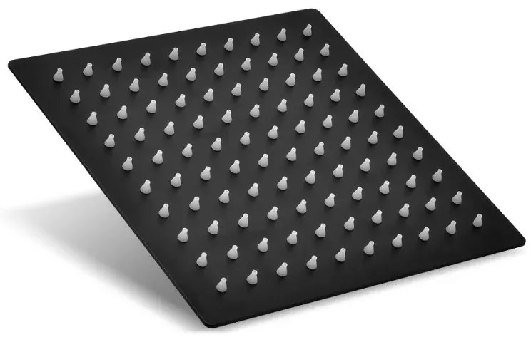 Soffione doccia quadrato 40x40 cm nero opaco in acciaio inox