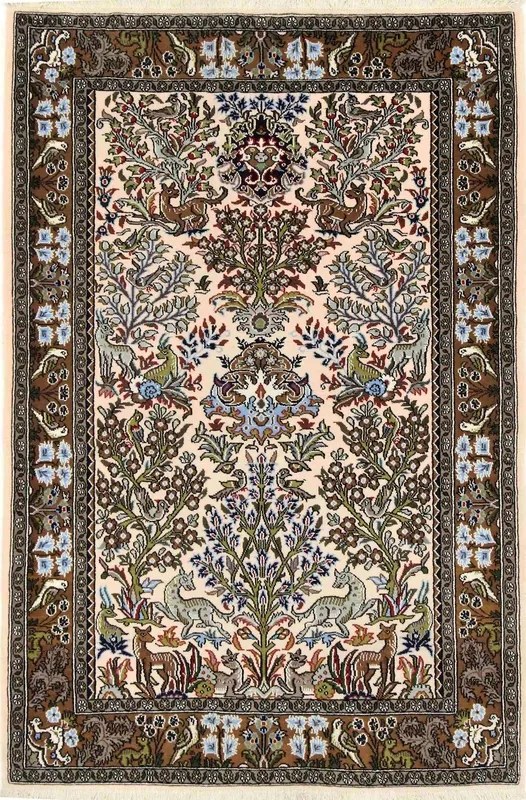 Ghom Tappeto 160x100 Beige (Iran) Annodato A Mano