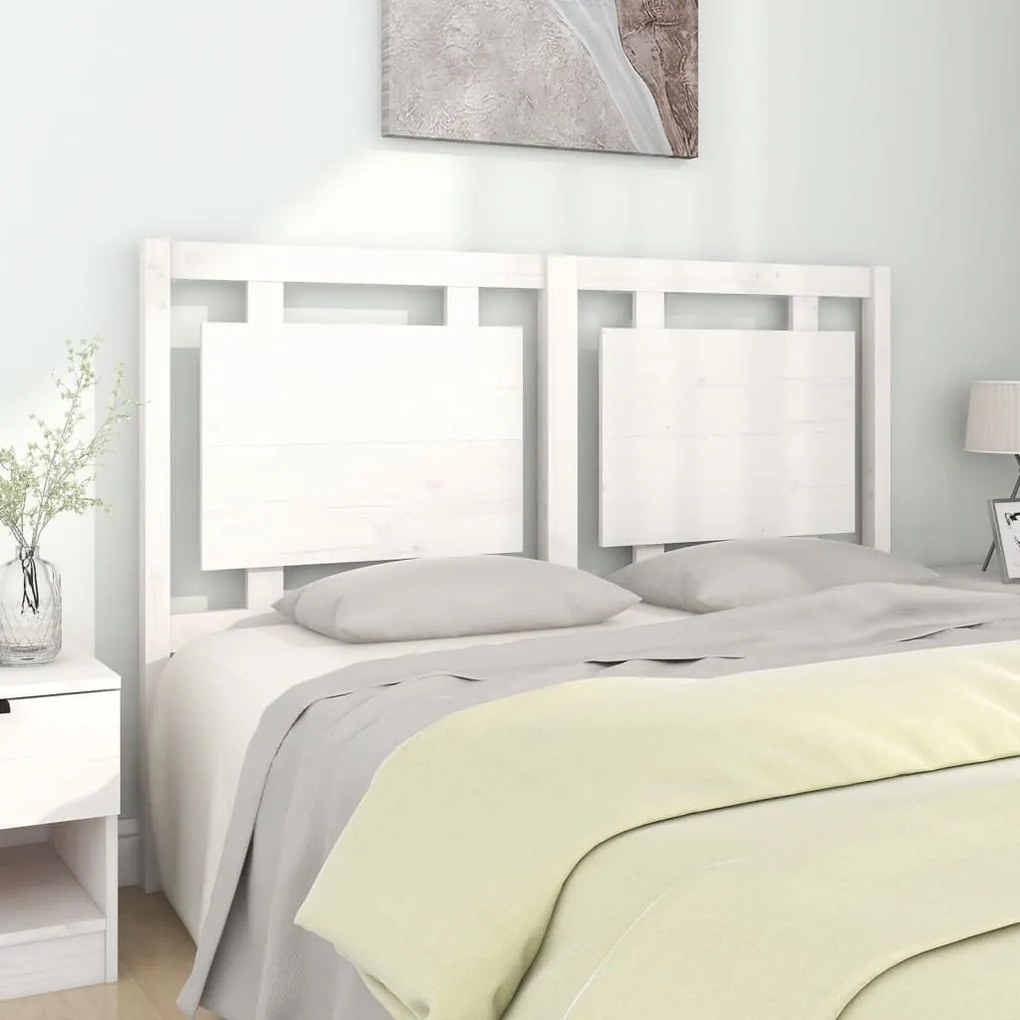 Testiera Per Letto Bianca 145,5x4x100 Cm Legno Massello Di Pino /