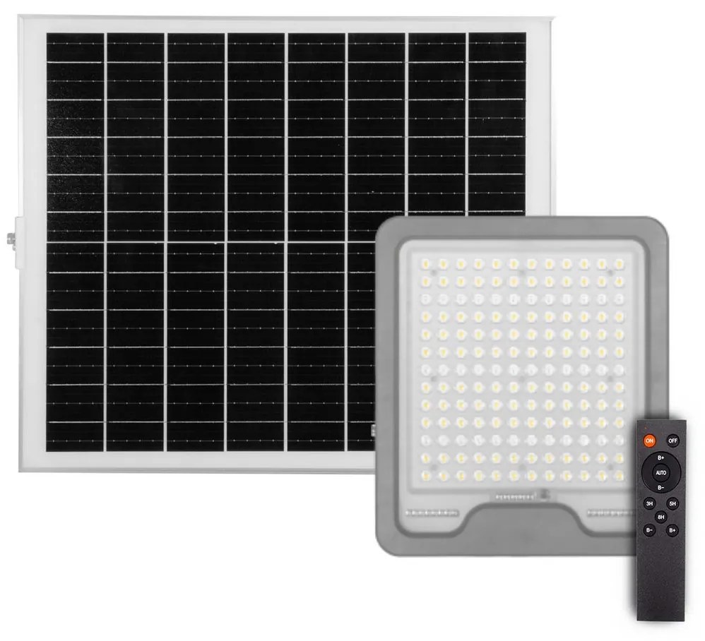 Faro LED Solare 300W IP66 Telecomando Incluso 4.500 lumen - SERIE PRO Colore Bianco Naturale 4.000K