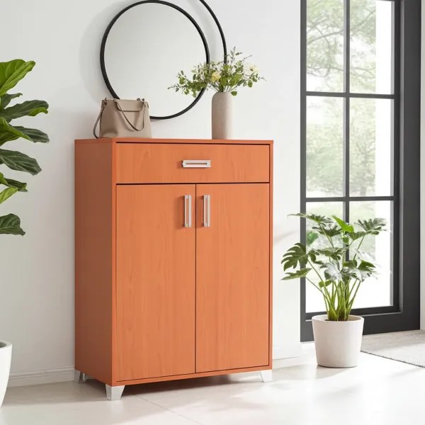 Mobile in legno con 2 ante e 1 cassetto 81x120h cm multiuso Ciliegio