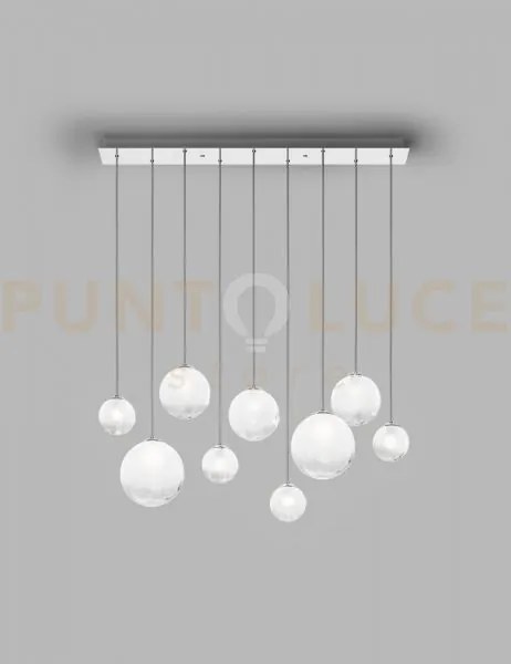 Puppet sospensione l9 bianco sfumato cromo lucido 9 luci attacco g9