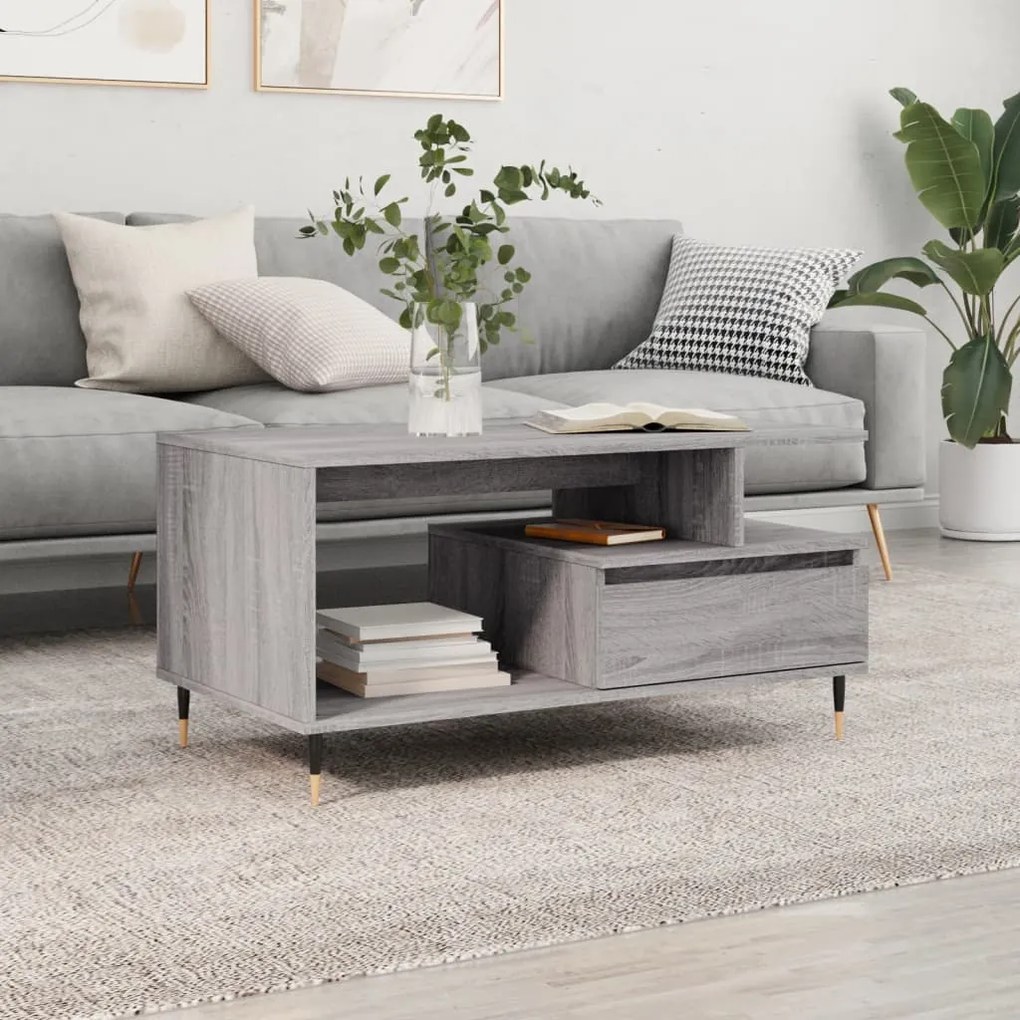 Tavolino Da Salotto Grigio Sonoma 90x49x45 Cm Legno Multistrato /