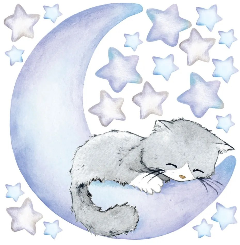 Adesivi murali blu per bambini Magic Cat - Ambiance