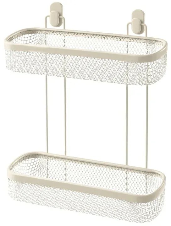 Mensola bagno rettangolare crema in acciaio con 2 ripiani – Taki