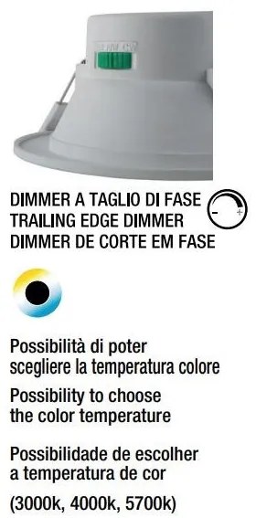 LOONY Faretto LED incasso tondo bianco dimmerabile 8W CCT regolabile