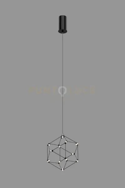 Lampada a sospensione singola lucciola, cromato nero led 3000k 4,8w...