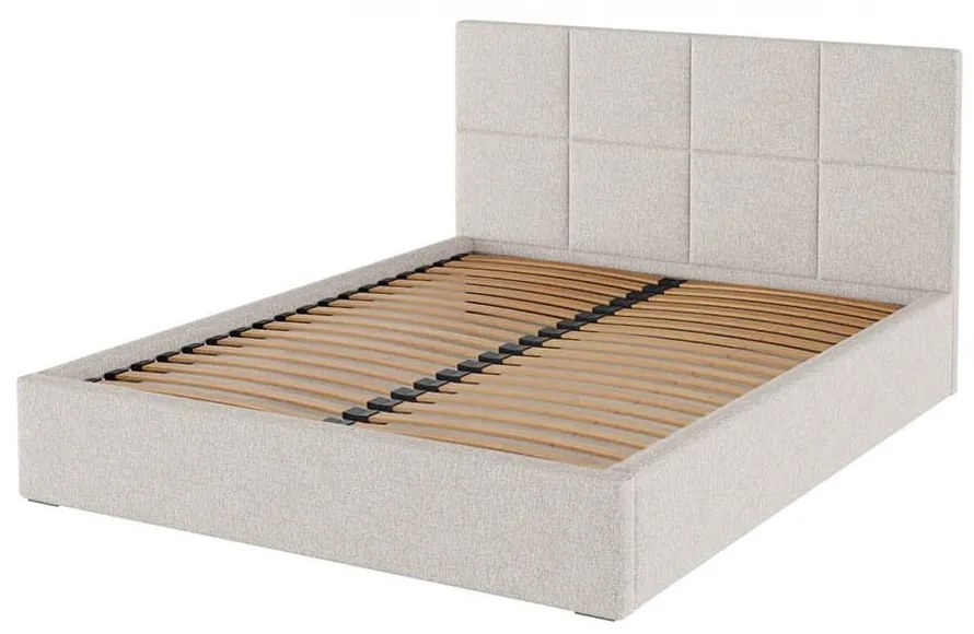 Letto matrimoniale imbottito beige con contenitore con griglia 160x200 cm Bufo Bed - MESONICA