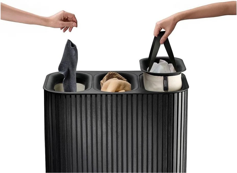 Cesta per il bucato nera in bambù 3x30 l Tota Trio Luxe – Joseph Joseph