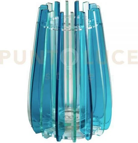 Vaso grande iride in vetro trasparente e cristallo acrilico colore blu