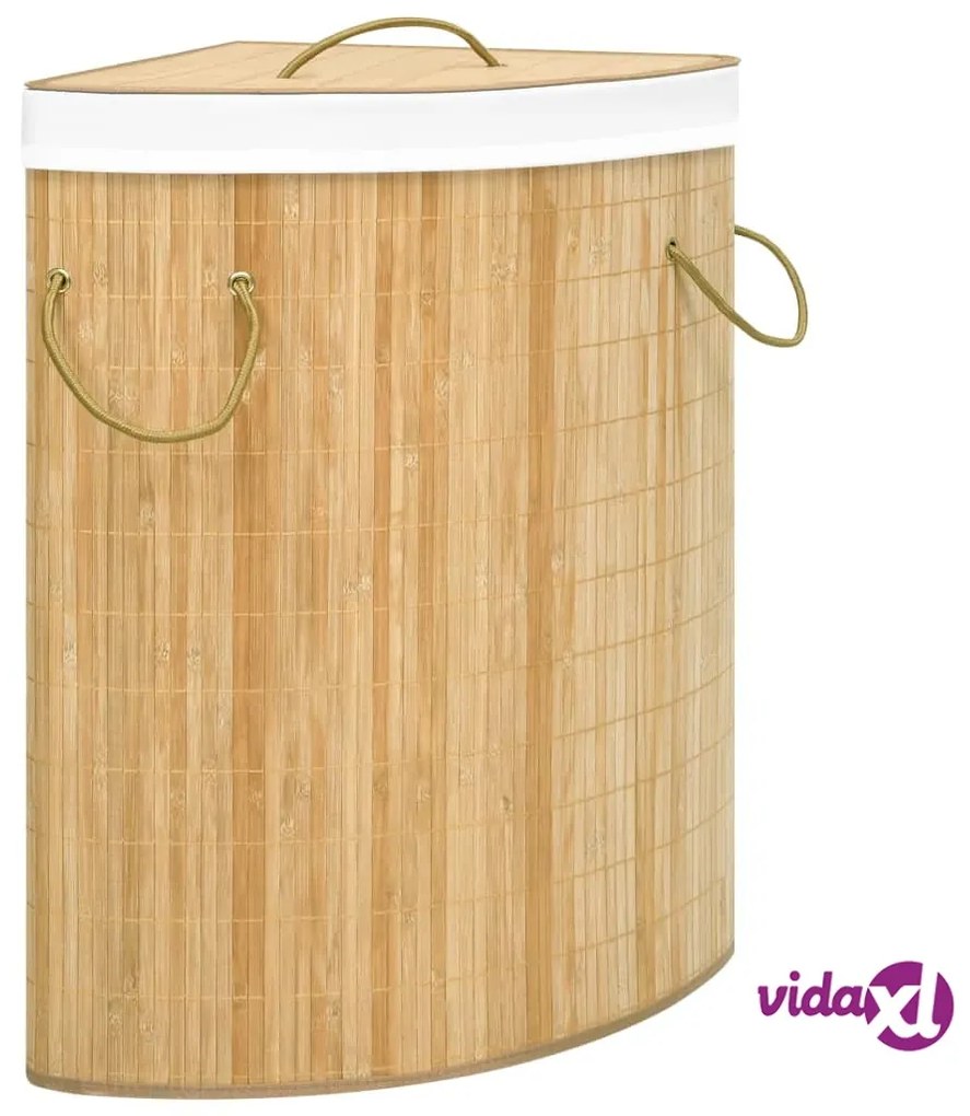 vidaXL Cesto Portabiancheria Angolare in Bambù 60 L