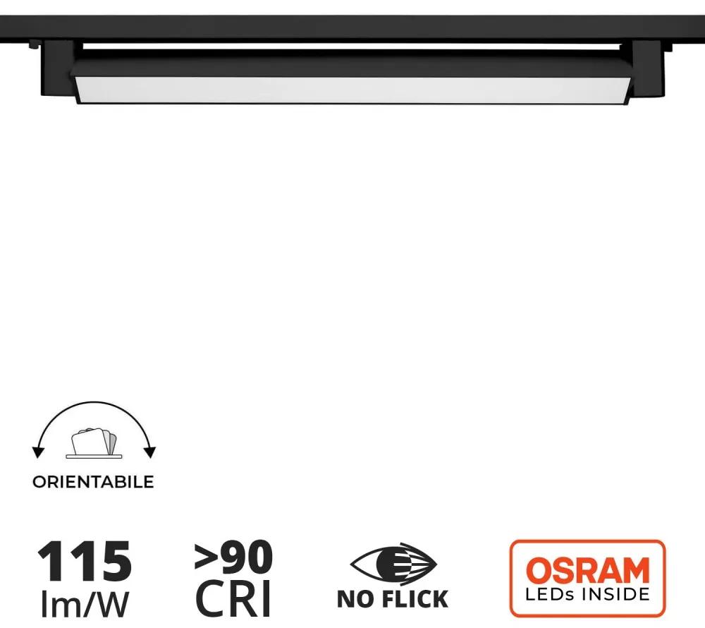Faro LED Lineare 24W per Binario Monofase, Orientabile Nero - OSRAM LED 100° Colore  Bianco Naturale 4.000K