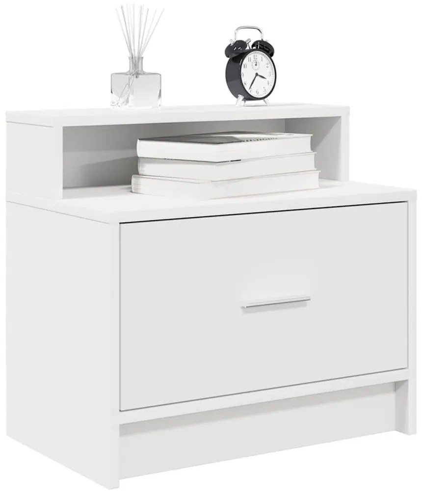 Comodini Con Cassetto 2 Pz Bianco 51x31x47 Cm /
