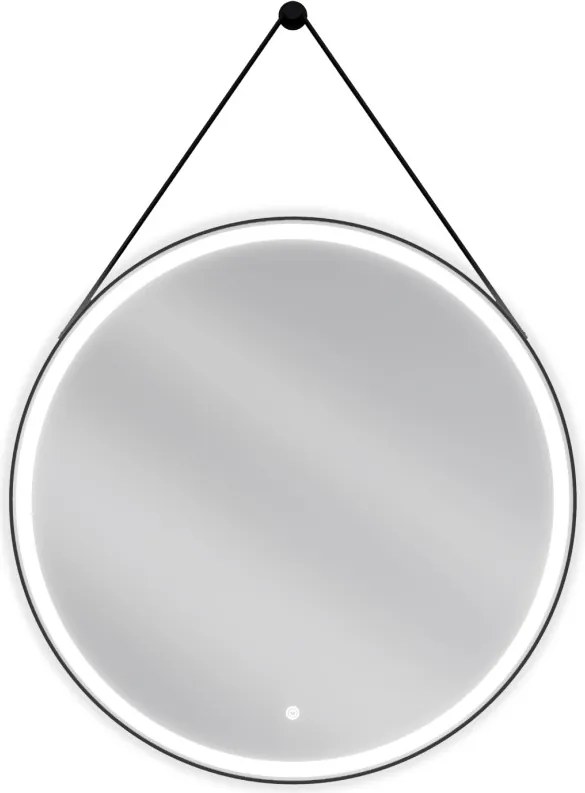 Mexen Reni specchio da bagno illuminato, rotondo 80 cm, LED 6000K, antiappannamento, cornice nera - 9812-080-080-611-70