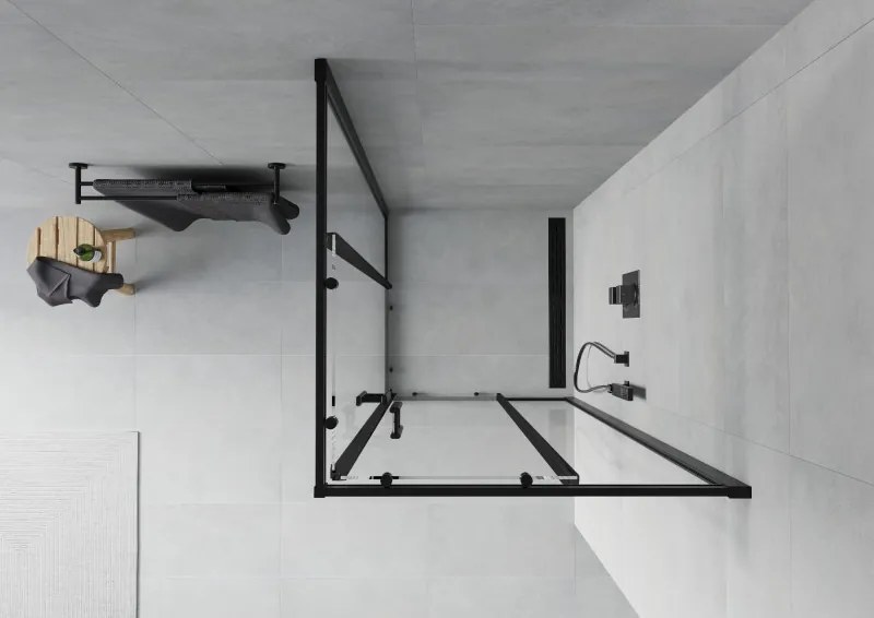 Mexen Rio cabina doccia quadrata 80 x 80 cm, trasparente, nera - 860-080-080-70-00