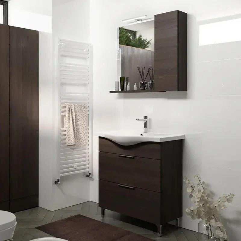 Mobile sottolavabo e lavabo Jnka per vasca centrale legno noce L 80 x H 75 x P 46 cm 2 cassetti