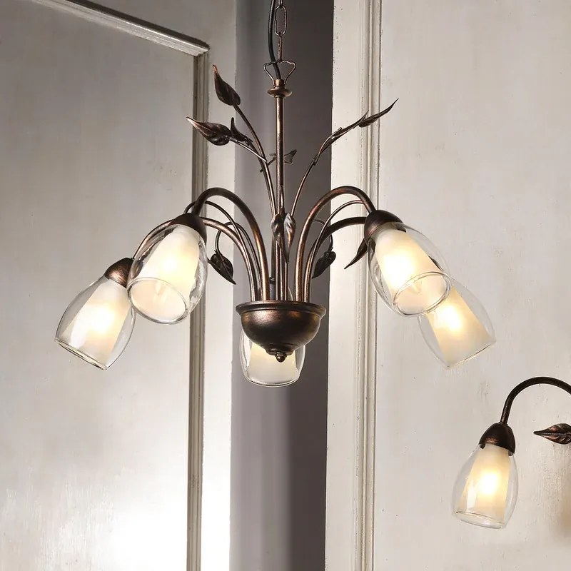 Lampadario Country charm LILIANA 5xE14 COL. NERO / ORO ROSSO nero paralume nero 5x E14