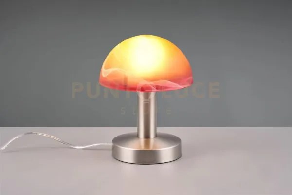 Fynn ii lampada cupola in  acciaio e vetro sabbiato arancione spazz...