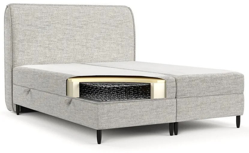 Letto boxspring grigio chiaro con contenitore 140x200 cm Melba - Maison de Rêve