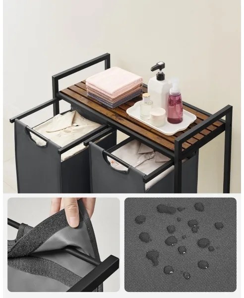 Cesto portabiancheria REX marrone/grigio