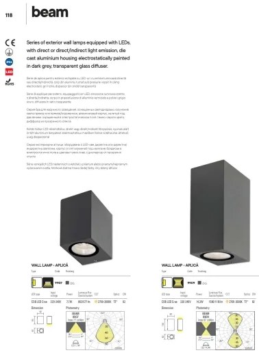 Redo 9907 - Applique a LED da esterno BEAM LED/5W/230V IP54