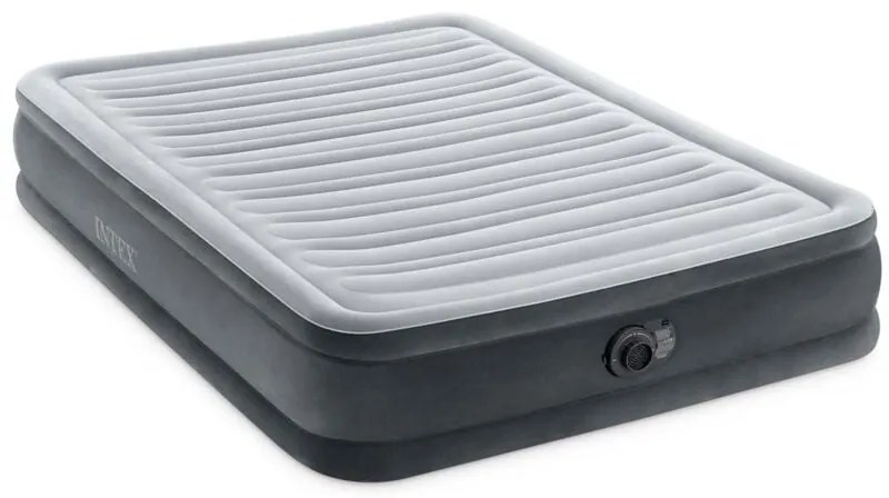 67768ND - Materasso Gonfiabile Dura-Beam Comfort Plush Piazza e Mezza con Pompa Elettrica Incorporata, pvc, Grigio, 137x191x33 cm - Intex