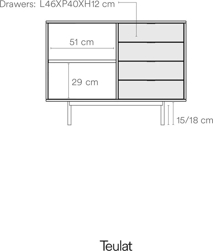 Cassettiera bassa bianca effetto rovere 108x80 cm Sierra - Teulat