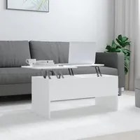 Tavolino da Salotto Bianco 102x50,5x46,5cm in Legno Multistrato 809719