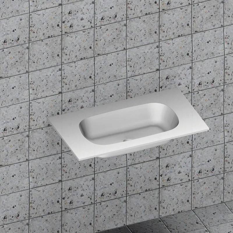 Lavabo a incasso rettangolare Neo Moon L 80.6 x H 14 x P 46 cm in resina bianco