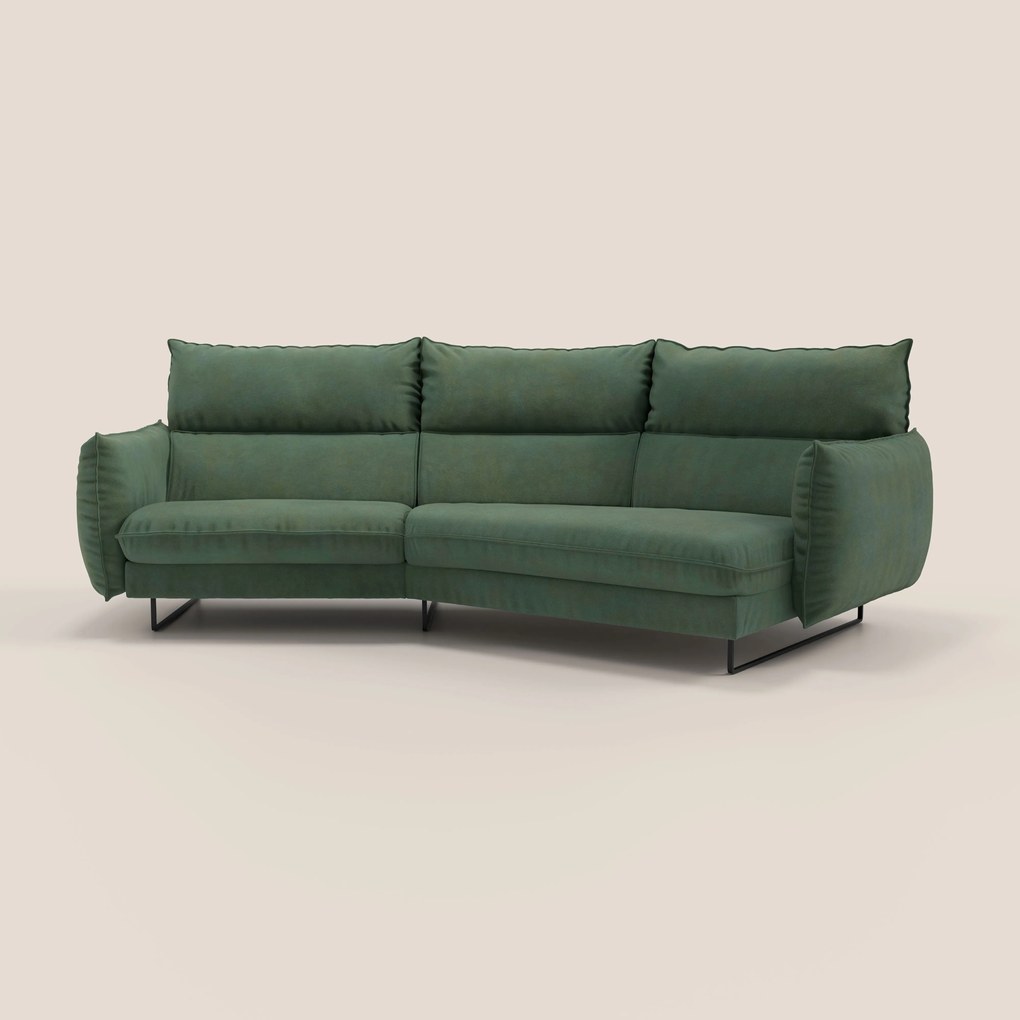 Monamour divano moderno angolare con opzione relax elettrico in microfibra smacchiabile impermeabile T11 verde