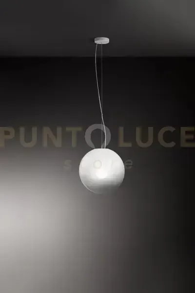Moon sospensione in vetro e metallo bianco 1 luce attacco e27 d.30cm