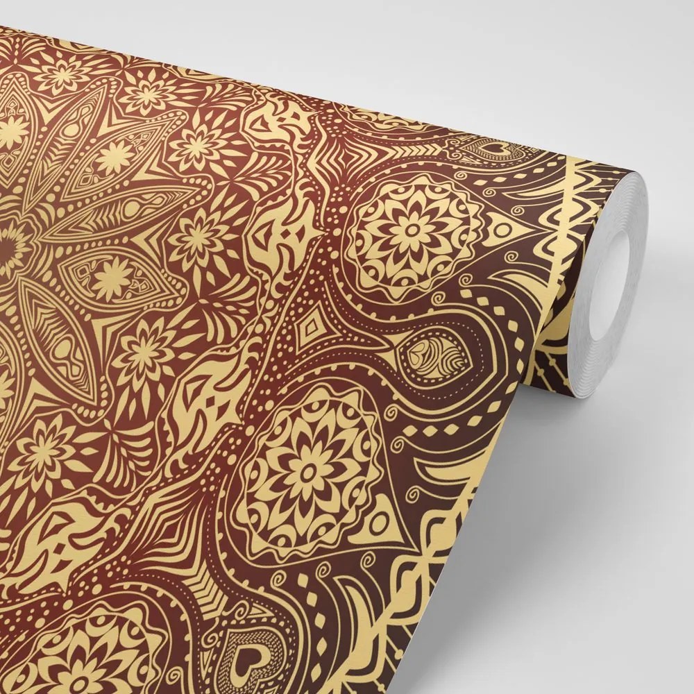 Carta da parati autoadesiva – Mandala decorativa con pizzo in bordeaux