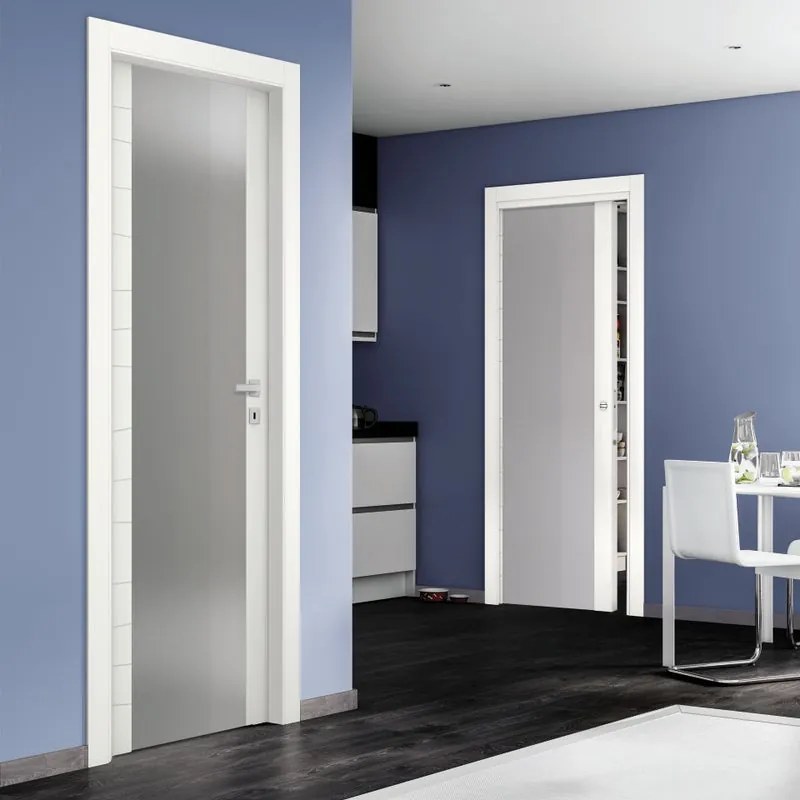 Porta tamburata battente Madera Vetrata bianco L 70 x H 210 cm sinistra