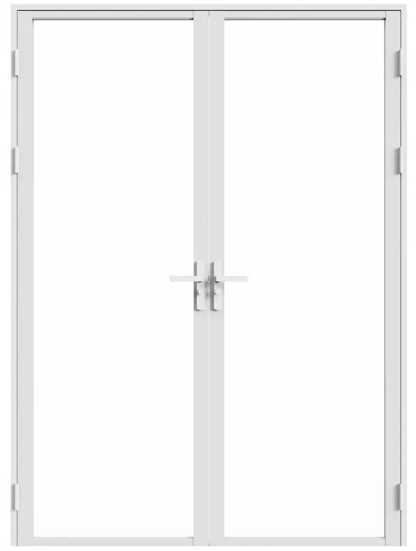 Blocco porta reversibile a due battenti 2 x H204 x L73 cm in Alluminio e Vetro temperato Bianco - LOXTON