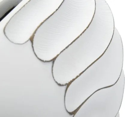 Vaso in resina con decorazioni in rilievo 34X11,5X24,5 cm bianco