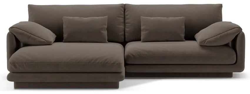 Divano angolare marrone (con penisola a sinistra/con chaise lounge) con rivestimento in velluto Torino – Micadoni