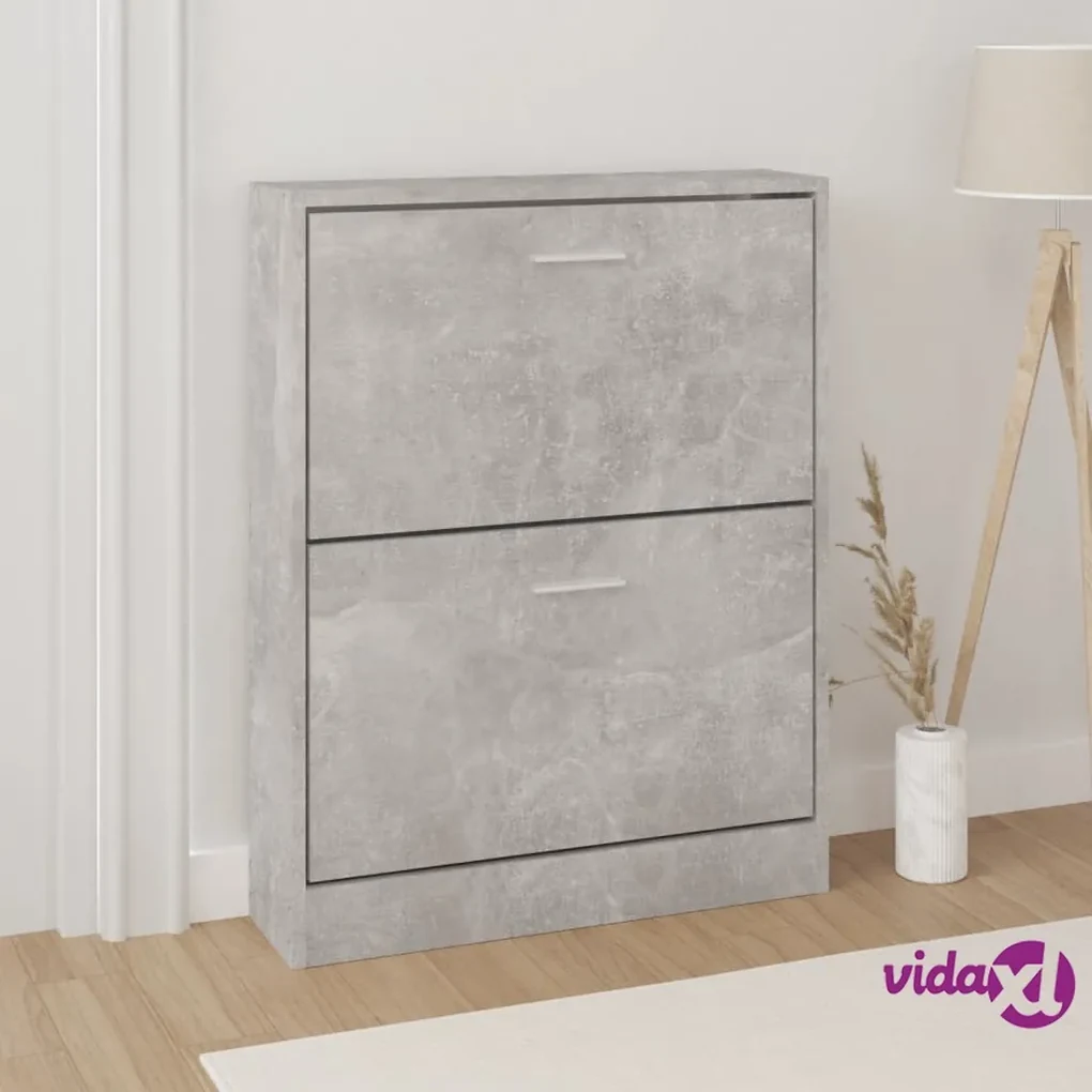 Scarpiera con Specchio a 2 Livelli Grigio sonoma 63x17x67 cm