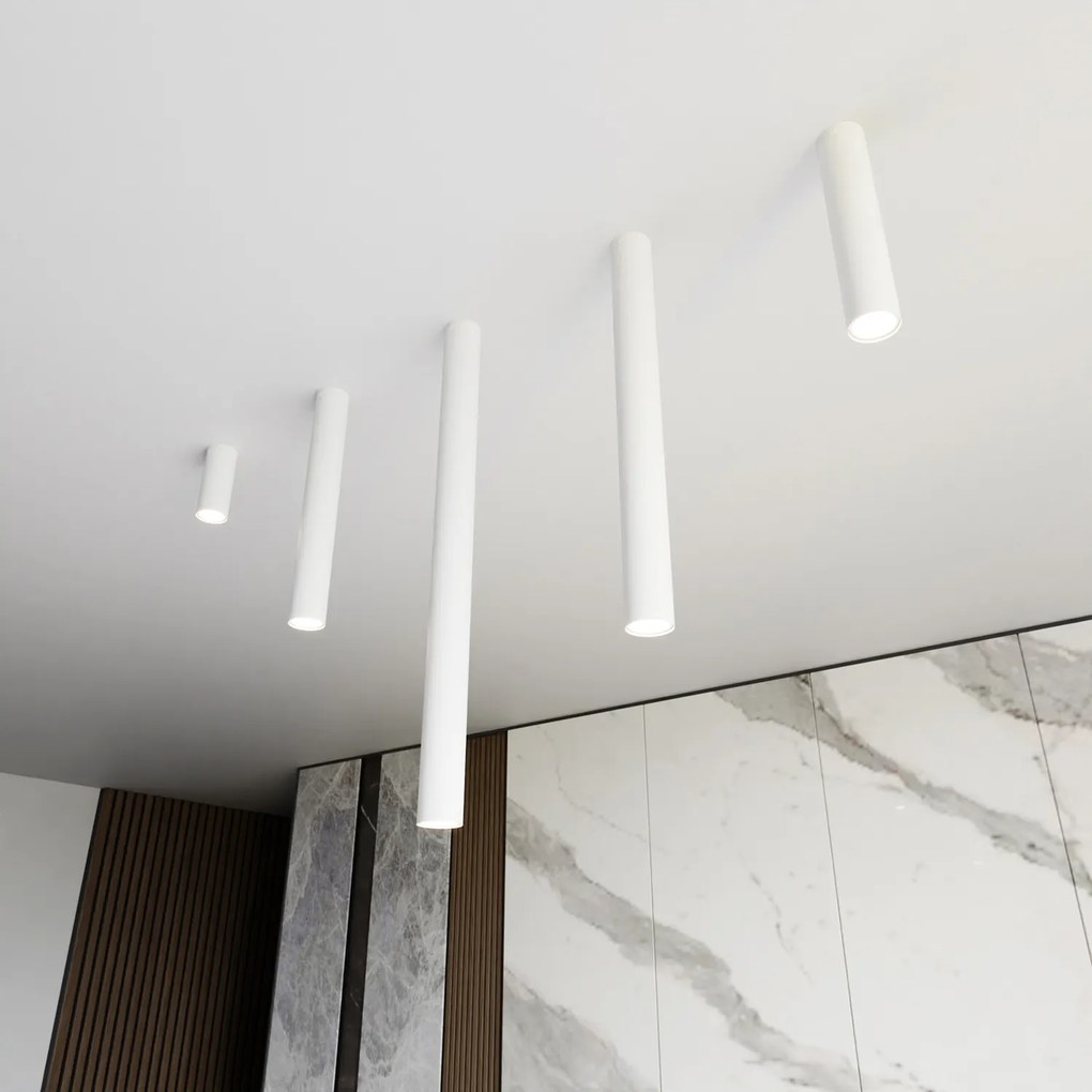 Plafoniera Moderna Faretto Marduk 1 Luce Acciaio Bianco 80 Cm