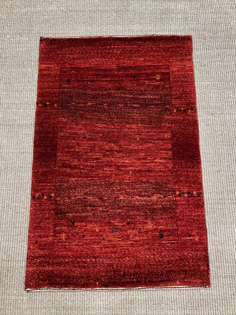 Loribaft Tappeto 90x60 Rosso (Iran) Annodato A Mano
