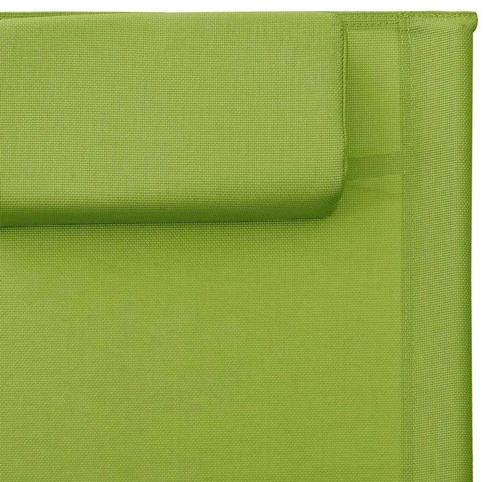 Lettino Prendisole in Textilene Verde e Grigio