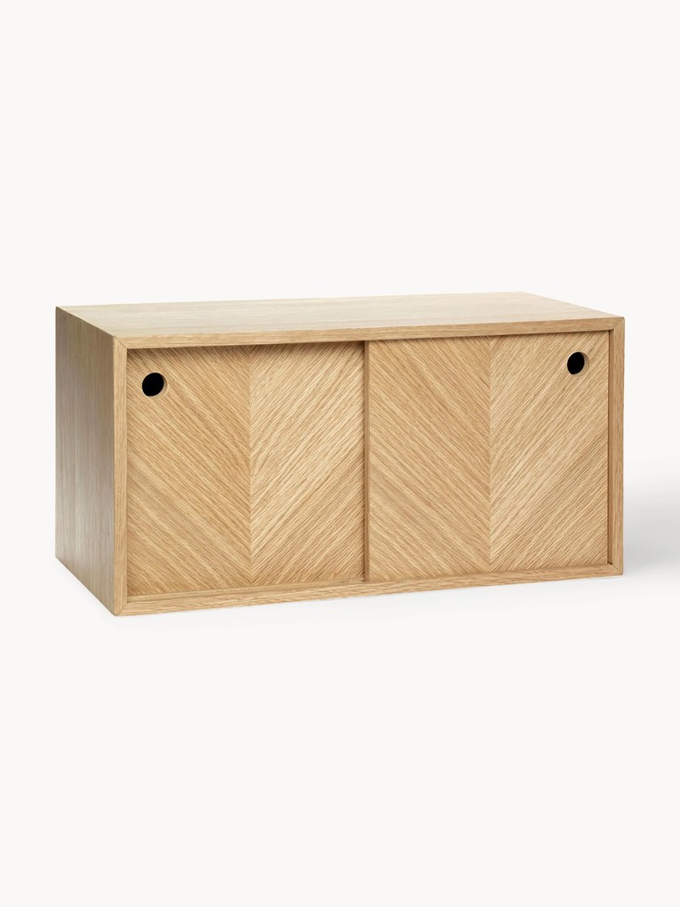 Credenza da parete in legno di quercia con motivo spina di pesce Herringbone