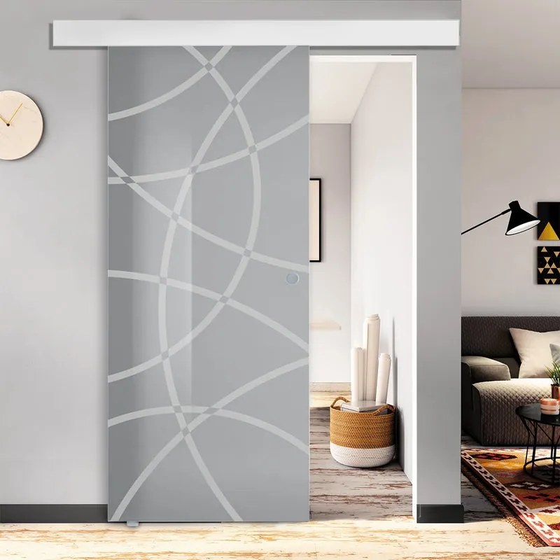 Porta scorrevole Circle in alluminio multicolore, L 96 x H 215 cm, con binario Atelier bianco Reversibile