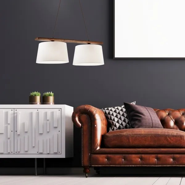 Lampadario sospeso a cavo AIDA 2xE27/60W/230V, Ø 35 cm, rovere/noce