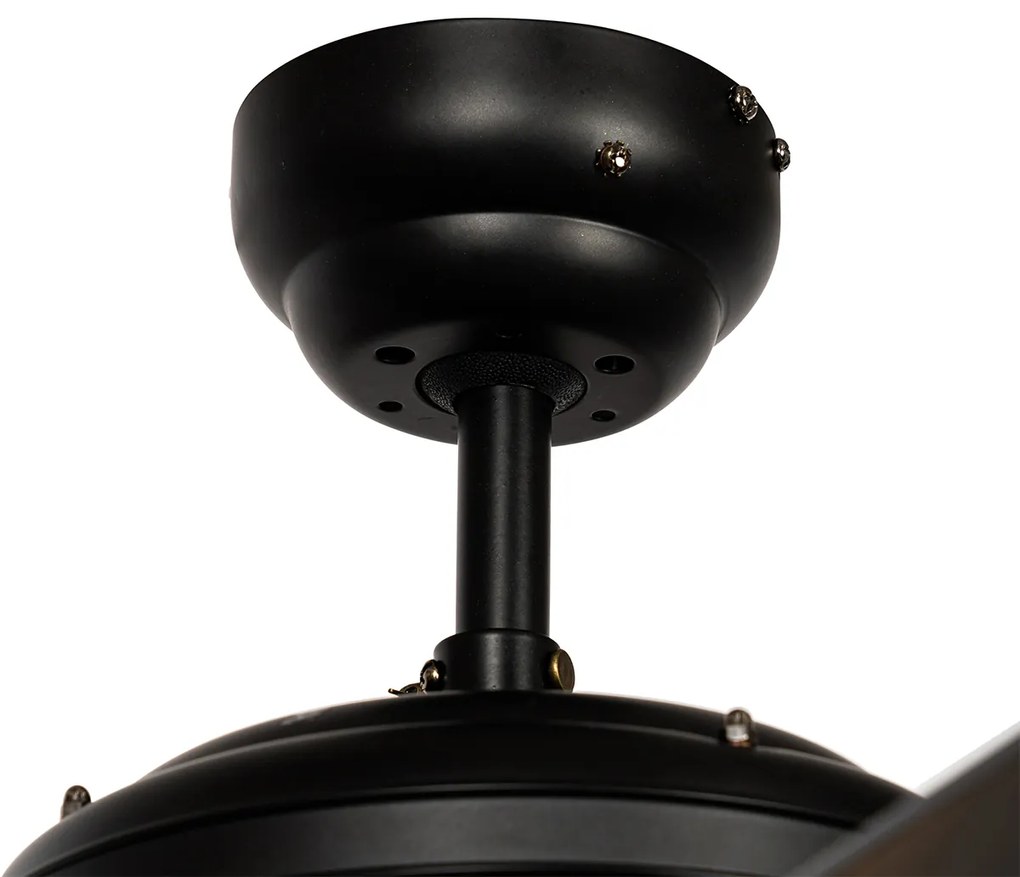 Ventilatore da soffitto nero con stampa legno 107,5 cm con interruttore a tirante - Mistral Johanna